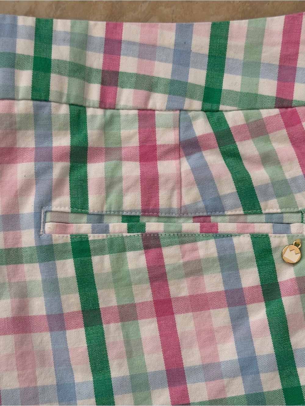crown & ivy Pastel Plaid Scalloped Hem Shorts - Pink, Green & Blue - Picture 5 of 5
